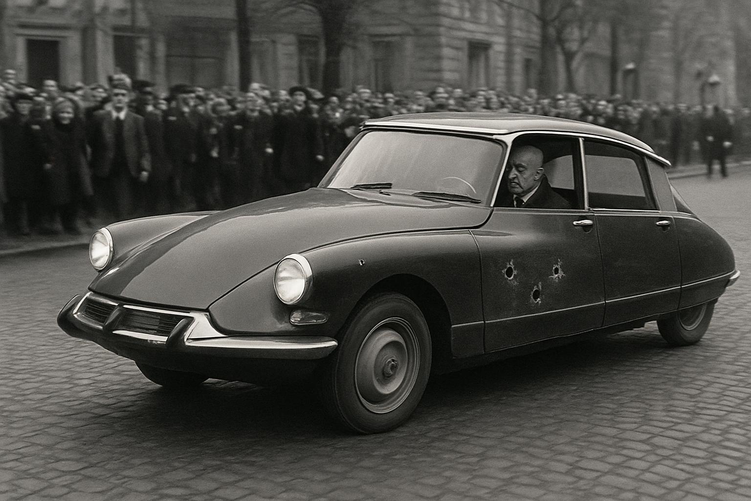 «Гонка века: Как Citroën DS спас жизнь Шарлю де Голлю»: Реальная история покушения, где уникальная гидропневматическая подвеска позволила уехать на простреленных колесах.