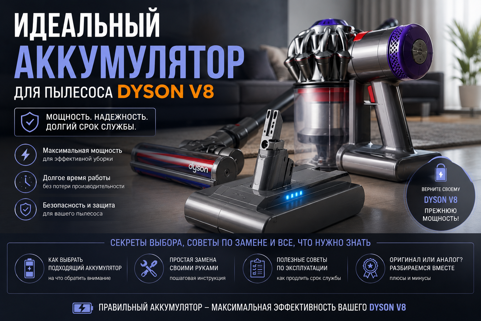Идеальный аккумулятор для пылесоса Dyson V8: секреты выбора, советы по замене и все, что нужно знать 2 akb dlya pylesosa dyson v8