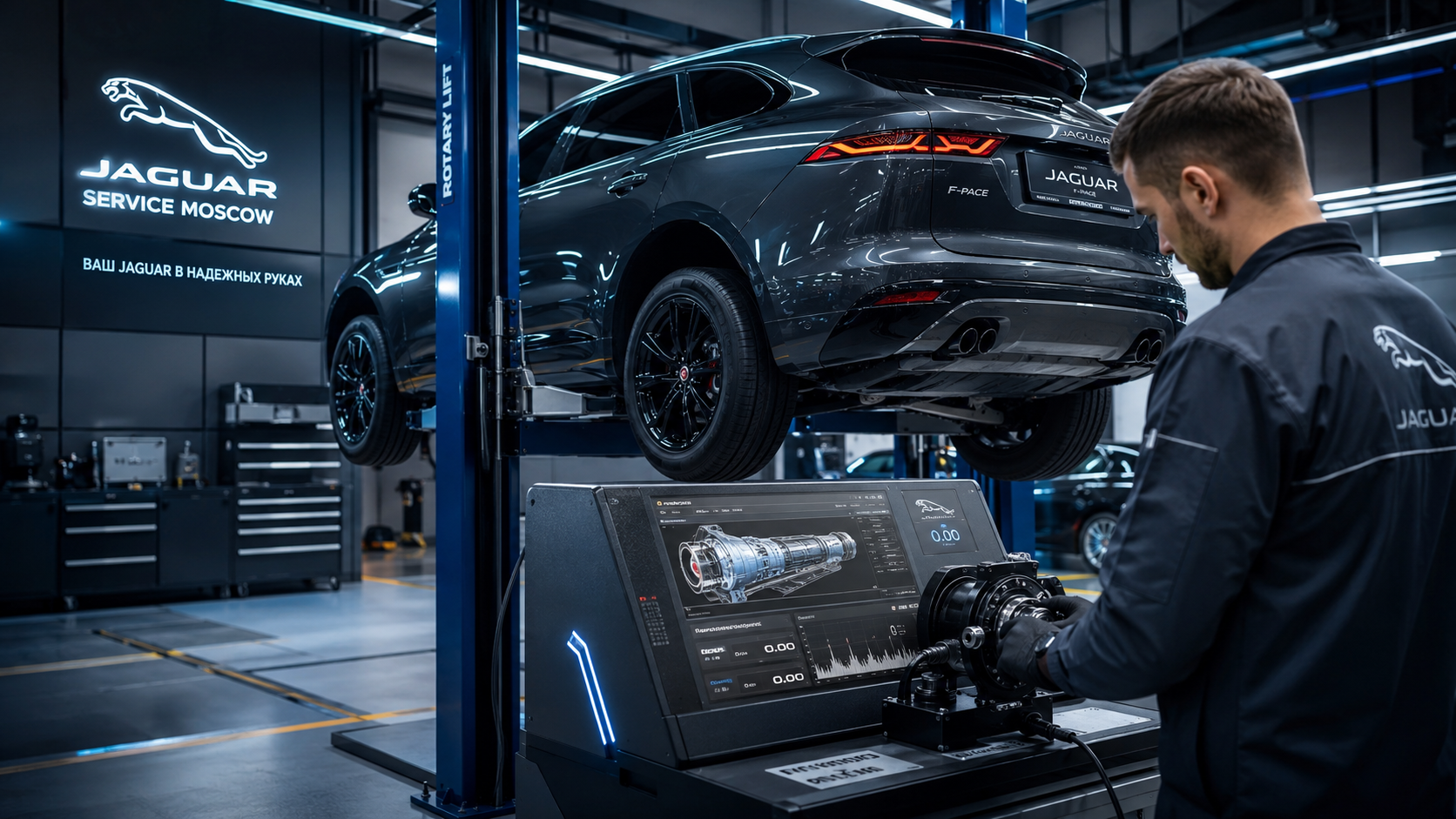 Профессиональное обслуживание и диагностика автомобиля Jaguar в техцентре